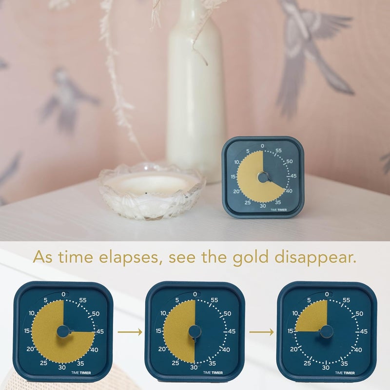 Time Timer MOD - Home Edition - Individual Sized 60 Minute Visual Countdown Timer for ADHD, Adults, Students, and Pomodoro with Silent Operation (Metallic Midnight) - Image 3